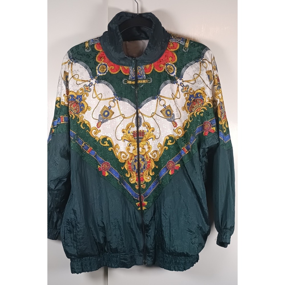 Vintage womens jacket Windbreaker Bomber M baroque 80s 90s mob wife glam bold